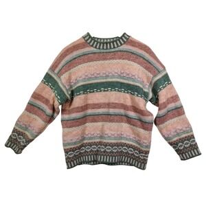 Vintage United Colors of Benetton Fair Isle Wool Sweater Italy Holiday Ski Small